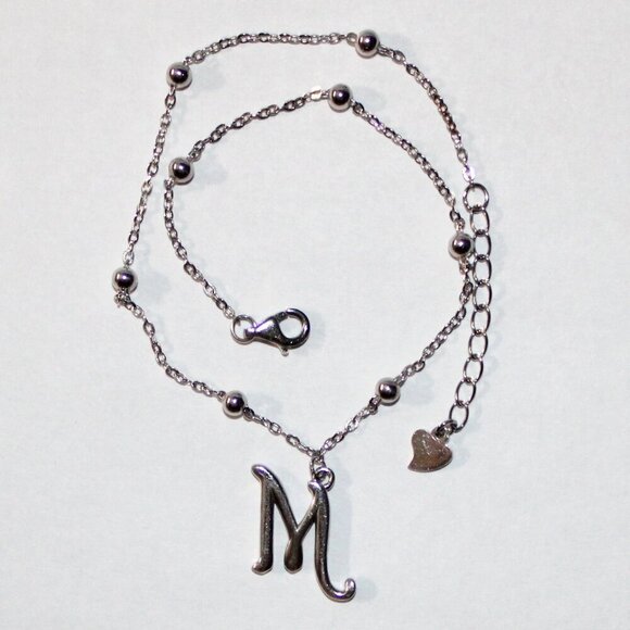 Sterling Silver Initial M Anklet - Picture 1 of 6